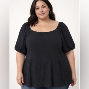 Madewell puffsleeve peplum top black size 1X GUC